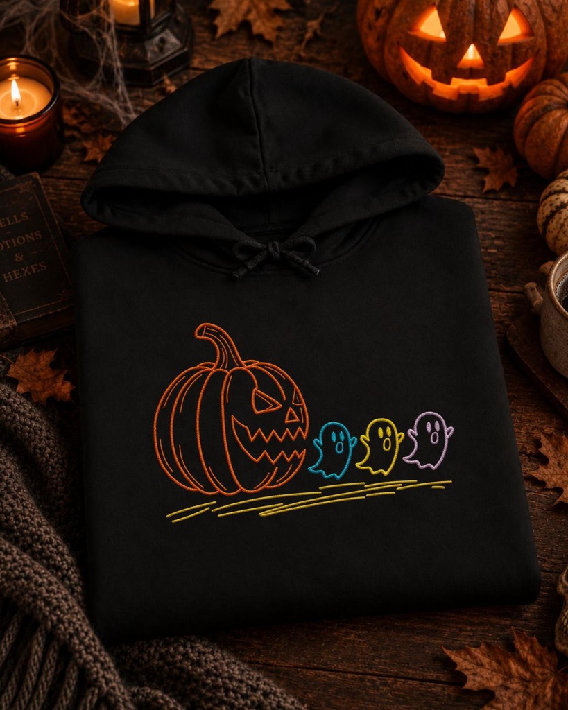 Pumpkin Ghost Halloween Hoodie – Extra Image 2