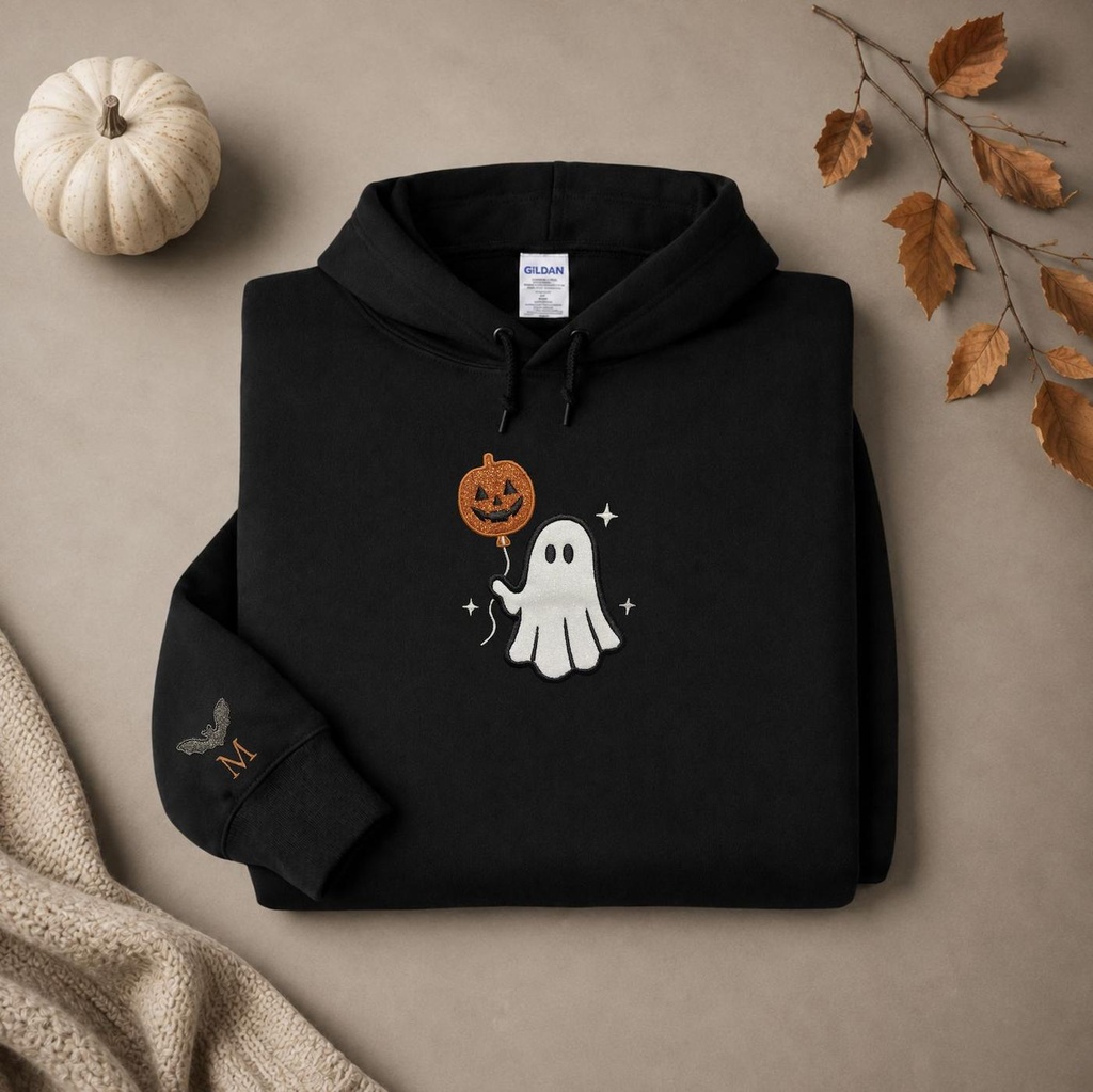 Halloween Hoodie with Glitter Ghost – Extra Image 3