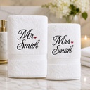 Personalized Mr & Mrs Bath Towel Set – Custom Embroidered Couple Towels Gift – Extra Image 5