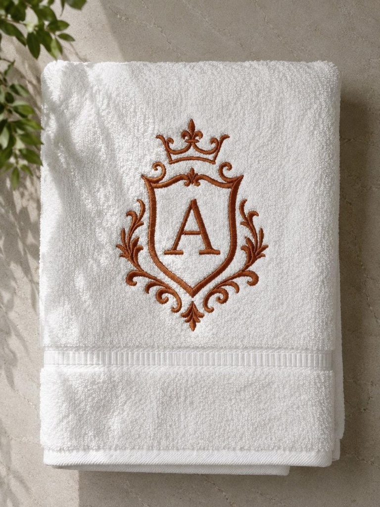 Custom Embroidered Bath Towel Shield Monogram – Extra Image 2