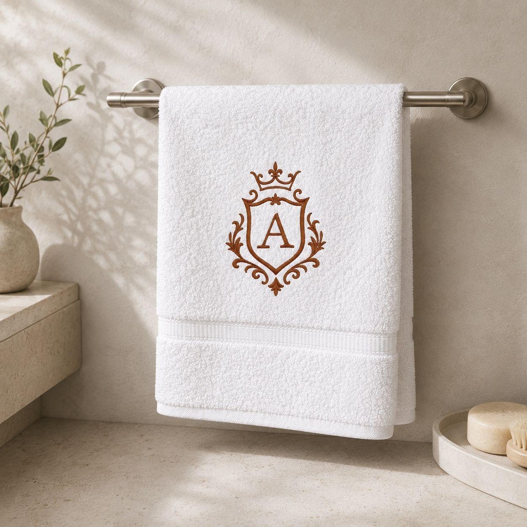 Custom Embroidered Bath Towel Shield Monogram – Extra Image 3