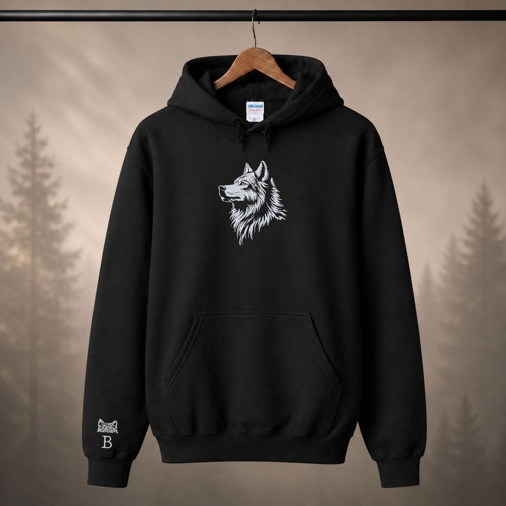 Custom Unisex Embroidered Wolf Hoodie – Extra Image 1
