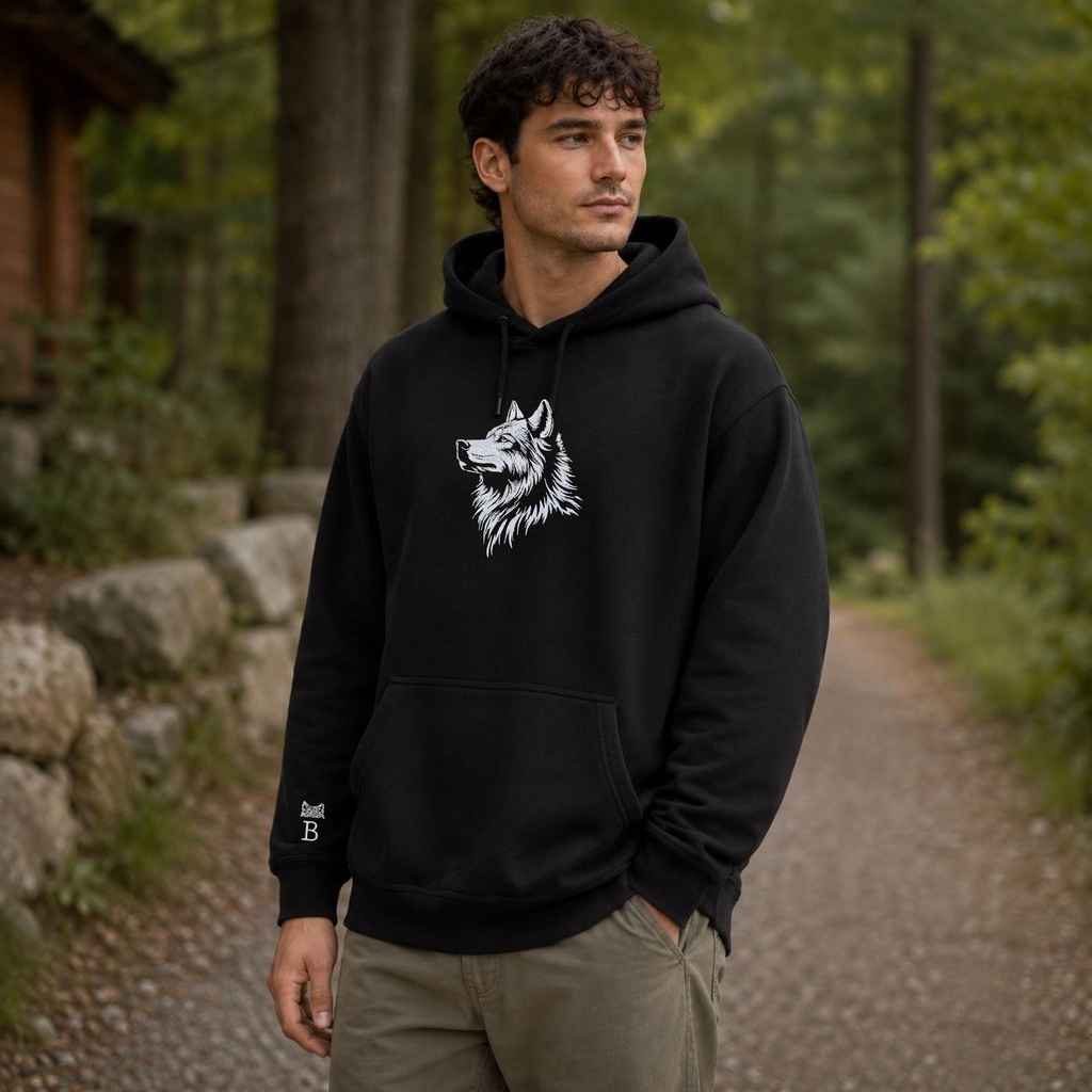 Custom Unisex Embroidered Wolf Hoodie – Extra Image 2