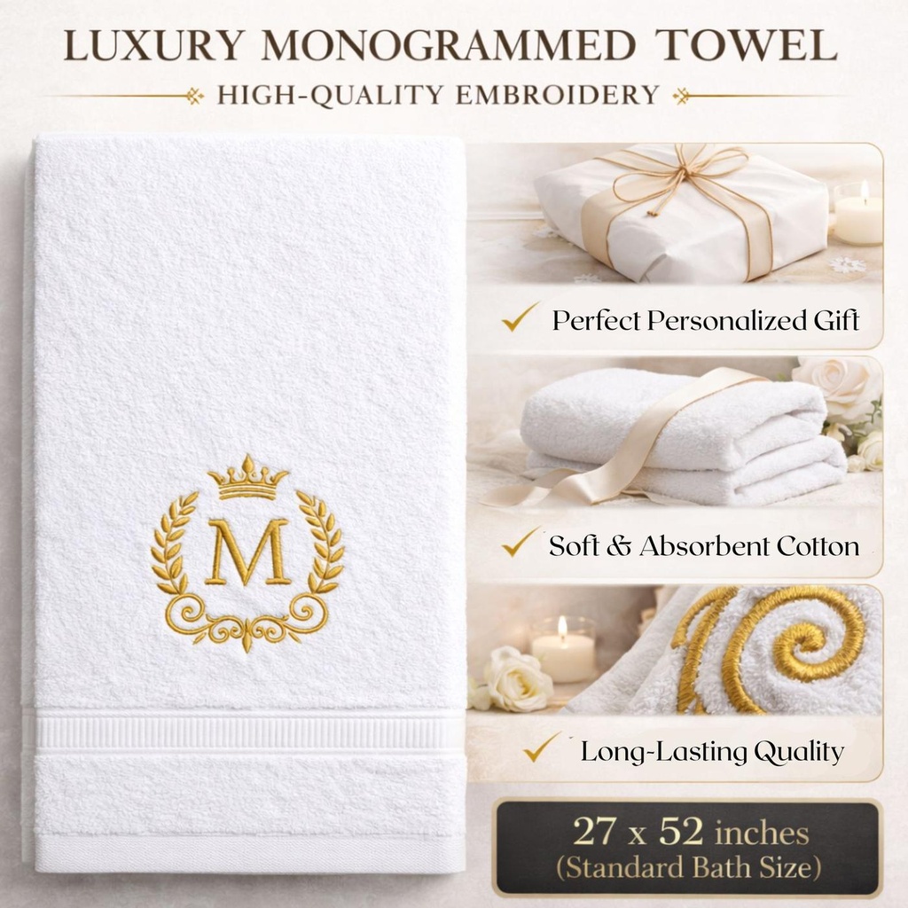 Embroidered Bath Towel – Extra Image 3