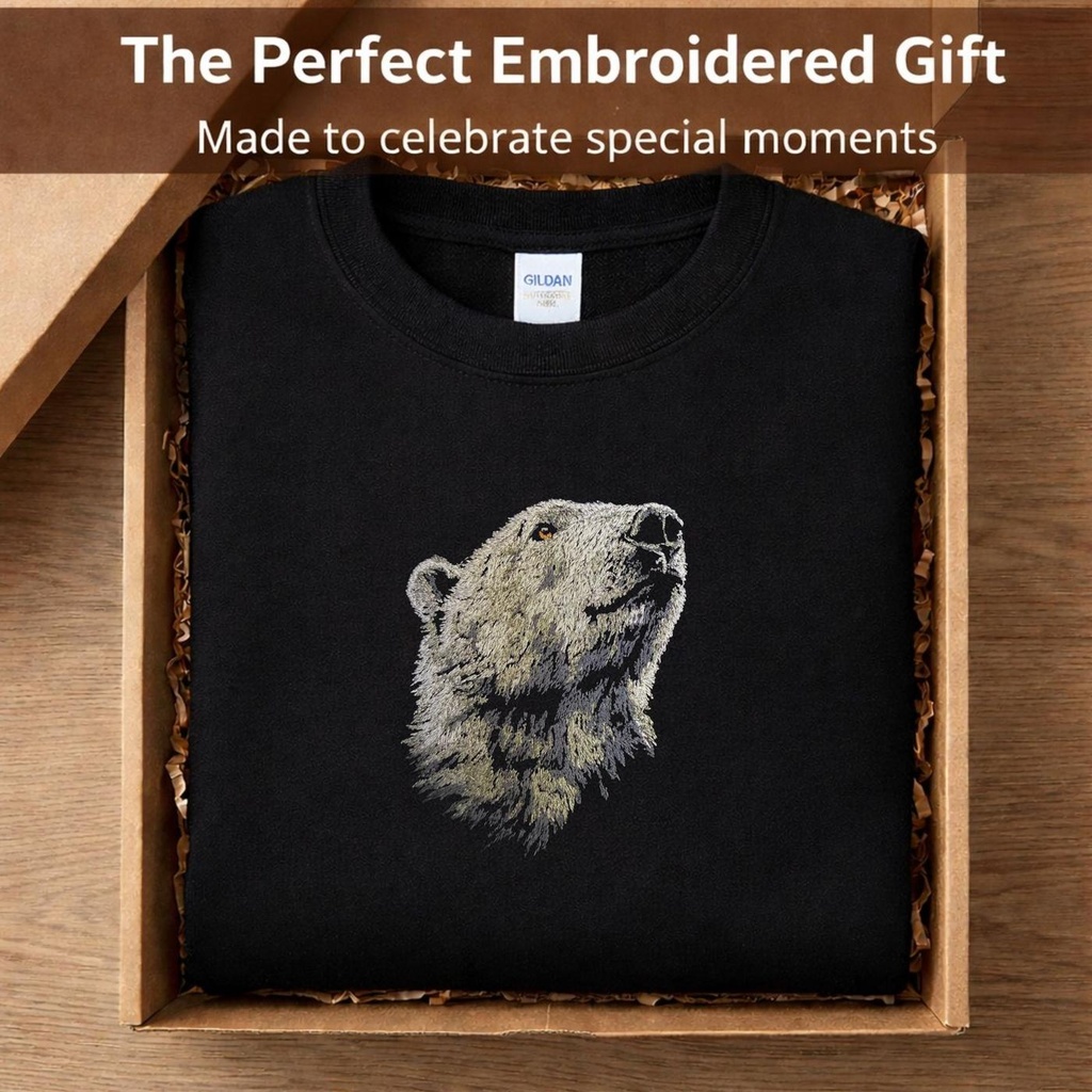 Custom Embroidered Polar Bear Crewneck – Extra Image 2
