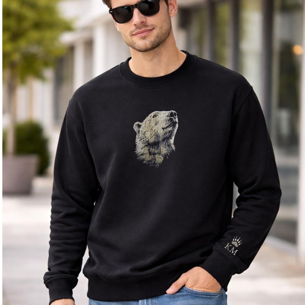 Custom Embroidered Polar Bear Crewneck – Extra Image 3