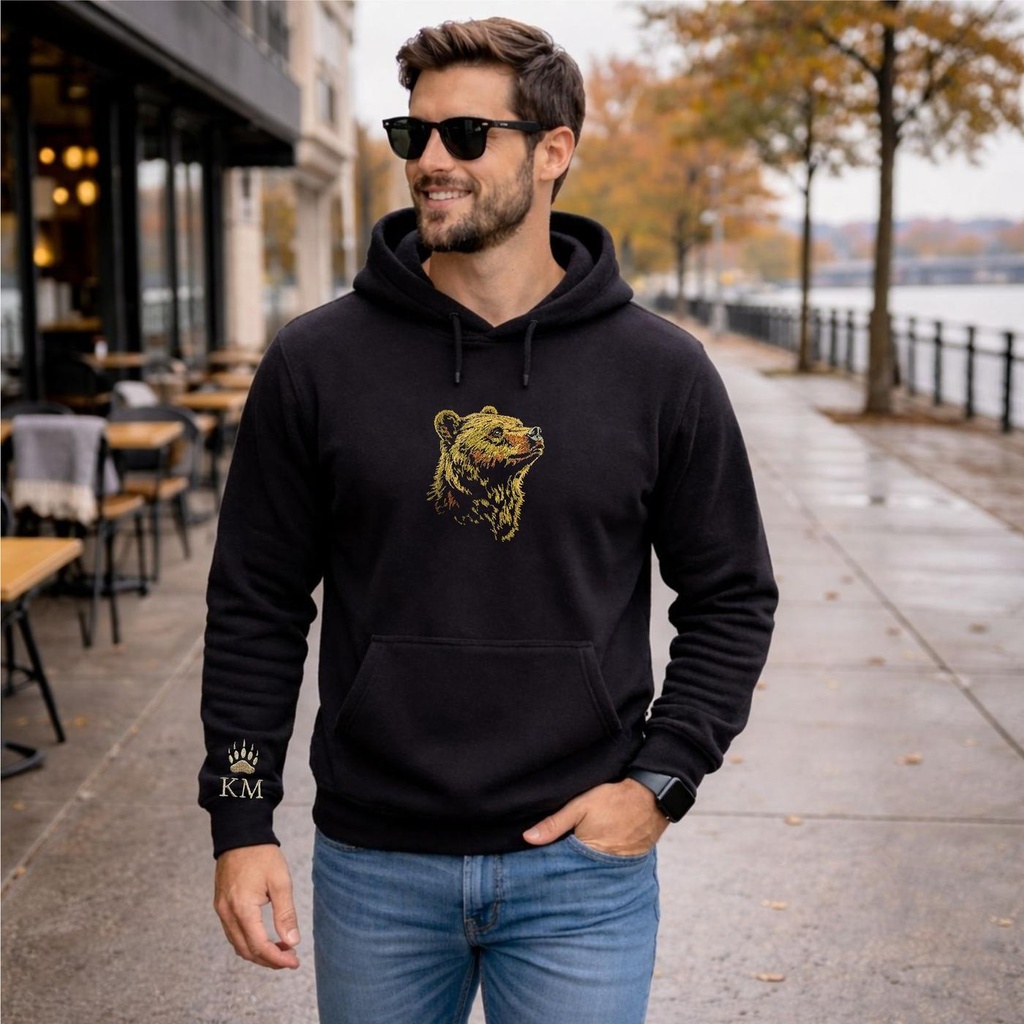 Custom Embroidered Bear Hoodie – Extra Image 1