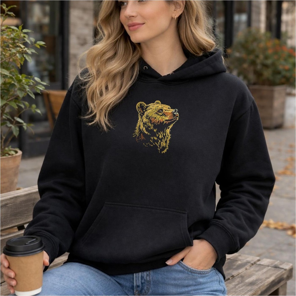 Custom Embroidered Bear Hoodie – Extra Image 4