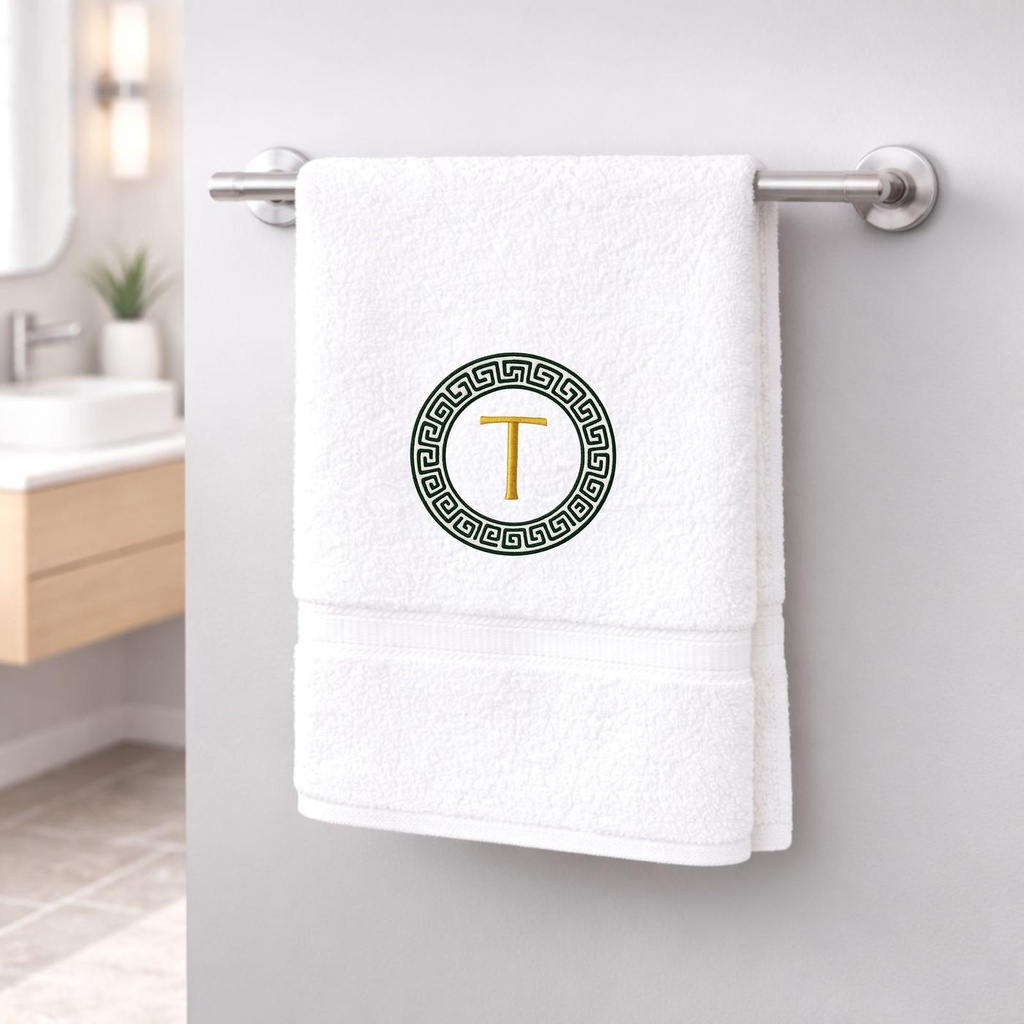 Personalized Embroidered Greek Key Monogram Initial Towel – Extra Image 1