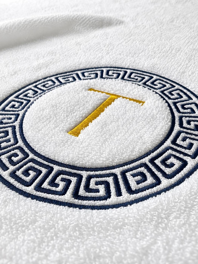 Personalized Embroidered Greek Key Monogram Initial Towel – Extra Image 3