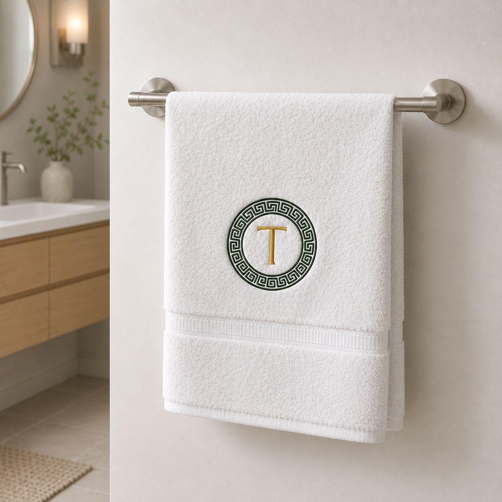 Personalized Embroidered Greek Key Monogram Initial Towel – Extra Image 4