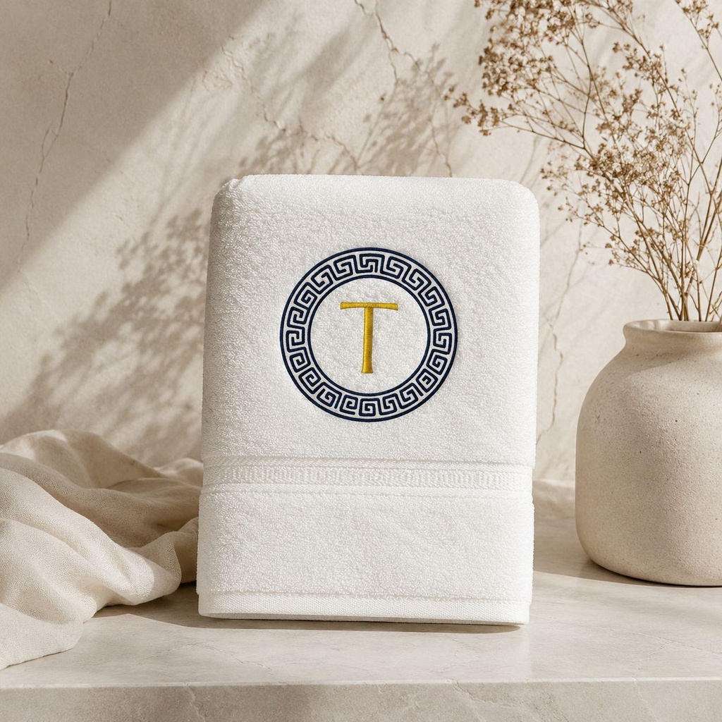 Personalized Embroidered Greek Key Monogram Initial Towel – Extra Image 5