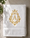 Custom Embroidered Bath Towel Shield Monogram