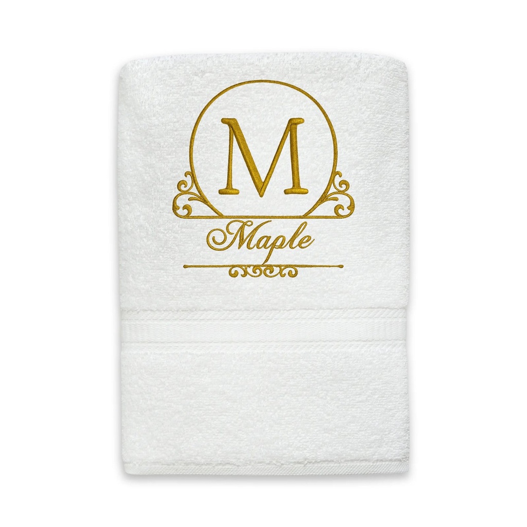 Custom Embroidered Bath Towel with Personalized Initial | Elegant Monogram Letter Design