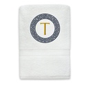 Personalized Embroidered Greek Key Monogram Initial Towel
