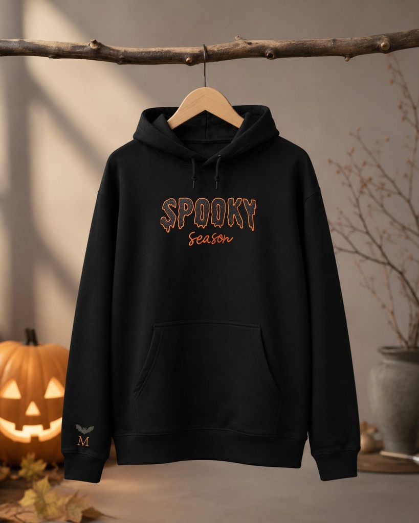 🎃 Custom Embroidered Halloween Hoodie – “Spooky Season” (S)