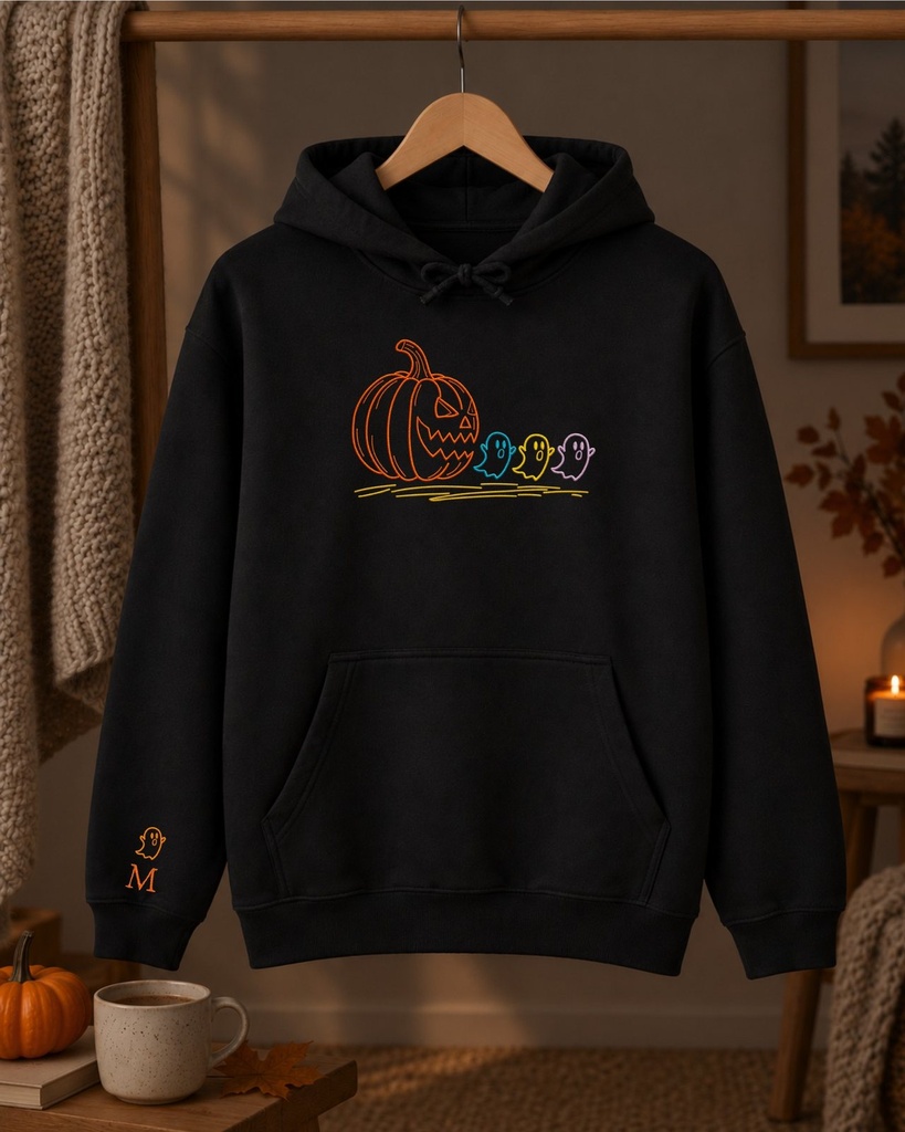 Pumpkin Ghost Halloween Hoodie (S)
